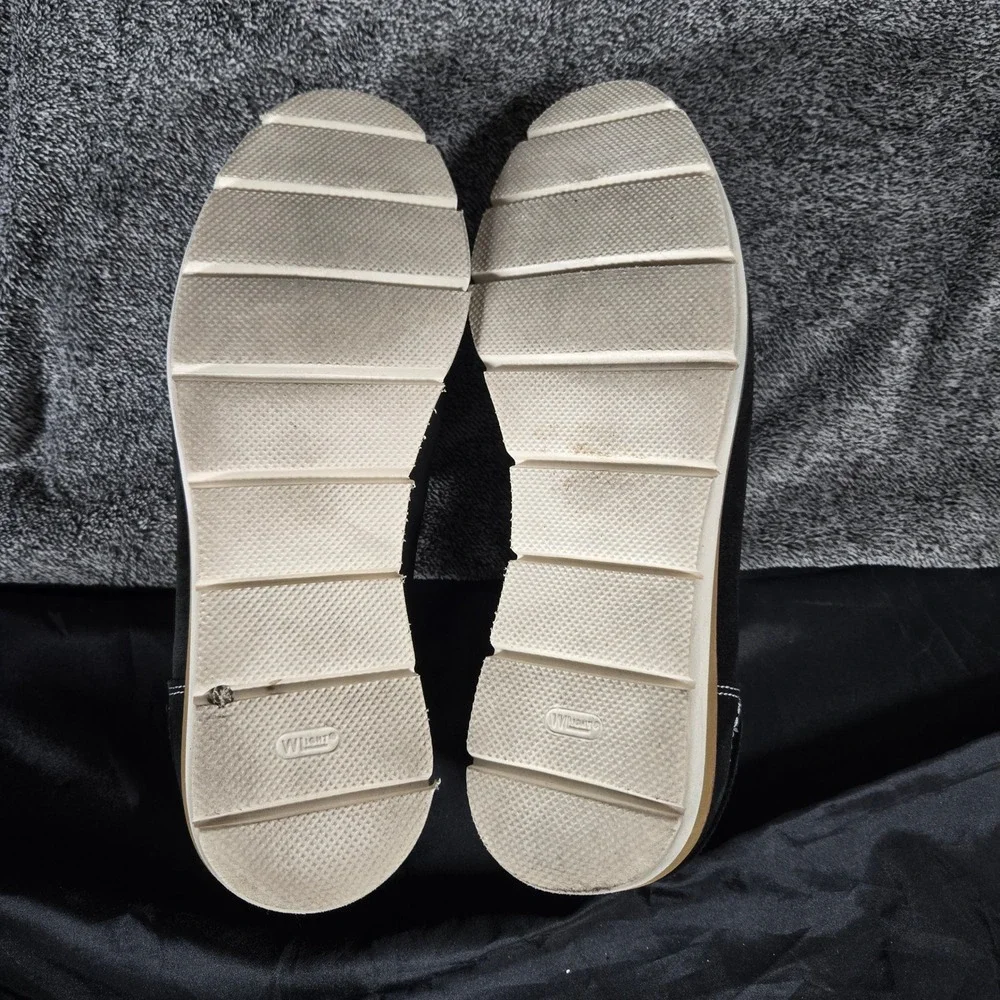 Girotti Black Suede Penny Loafers White Contrast Stitching Wedge Sole Mens EU 43